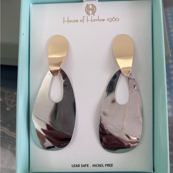 House of Harlow 1960 Two-Tone Teardrop Earrings - Picture 1 of 2